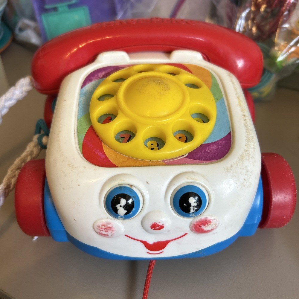 Vintage Fisher Price 2000 Chatter Phone Telephone Pull Toy working  Moving Eyes